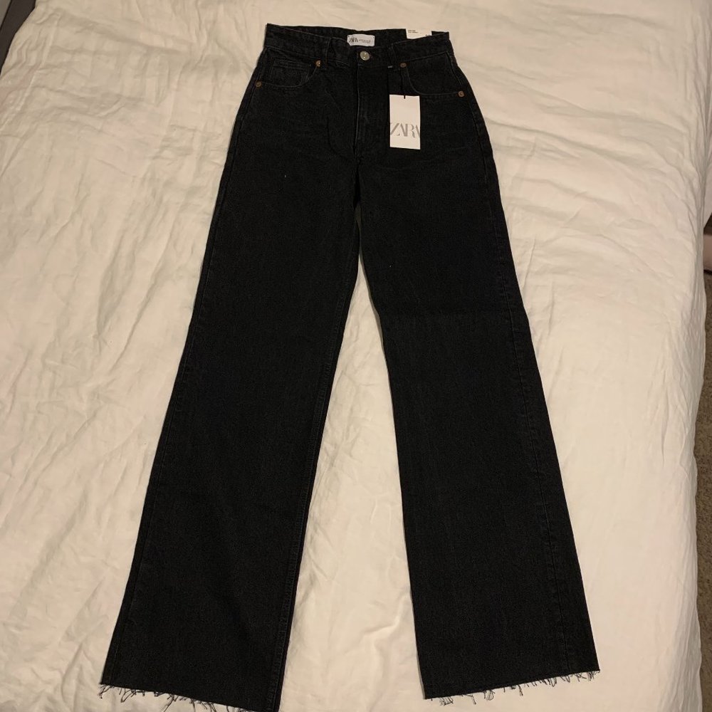 Zara Wide Leg Black Jeans